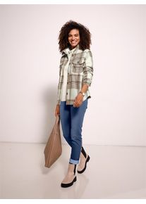 Casual Looks Damen Fleecejacke, blau, Gr. 40, gemustert, kariert, mehrfarbig, 100% Polyester, Jacken