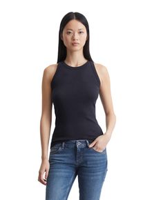Marc O'Polo MARC O'POLO Damen T-Shirt "aus Rippjersey", blau, casual, Gr. L, unifarben, Obermaterial: 100% Baumwolle, Shirts