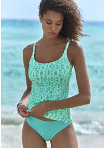 ELBSAND Damen Tankini-Top "Letra", grün, Gr. 40, bedruckt, Recycling-Polyamid, Bikini-Oberteile, mit tollem Wording