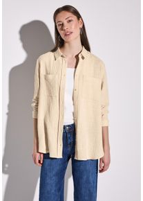 Street One Damen Langarmblusevelvet cream, casual, Gr. 42, unifarben, Web, 100% Baumwolle, Blusen, aus reiner Baumwolle
