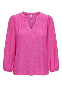 Only Damen Blusenshirt "ONLSANDRA 3/4 SPLIT TOP JRS", rosa, casual, Gr. M, unifarben, Single Jersey, Obermaterial: 95% Polyester, 5% Elasthan, Shirts