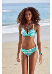 s.Oliver Damen Push-Up-Bikini-Top "Enja", blau, Gr. 36, bedruckt, Batikmuster, Microfaser, Recycling-Polyamid, Microfaser, Bikini-Oberteile, mit
