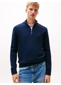 Tommy Jeans Herren Strickpullover "TJM SLM ESS LIGHT ¼ ZIP SWTR EXT", blau, casual, Gr. XL, unifarben, Strick, Obermaterial: 100% Baumwolle,
