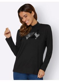 Inspirationen Damen Stehkragenshirt "Shirt", schwarz, Gr. 40, bedruckt, gemustert, metallic, unifarben, 95% Viskose, 5% Elasthan, Shirts