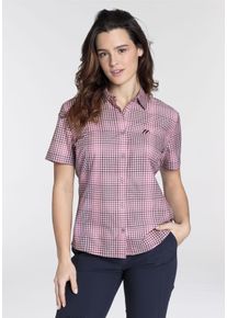 Maier Sports Damen Karobluse, rosa, sportlich, Gr. 46, bestickt, kariert, Web, Obermaterial: 85% Polyester, 15% Viskose, Blusen, mit Hemdblusenkragen