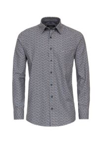 Casamoda Herren Langarmhemd "Casamoda Freizeithemd Print", blau, Gr. XXL, bedruckt, 100% Baumwolle, Hemden
