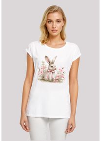 F4NT4STIC Damen T-Shirt "Niedlicher Osterhase mit Blumen", weiß, casual, Gr. XXL, Obermaterial: 100% Baumwolle, Shirts, Premium Qualität