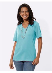 Casual Looks Damen V-Shirt "Kurzarm-Shirt", blau, Gr. 36, unifarben, 100% Baumwolle, Shirts