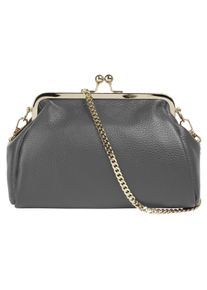 CLUTY Damen Abendtasche, grau, Leder, unifarben, leicht glänzend, Taschen, echt Leder, Made in Italy
