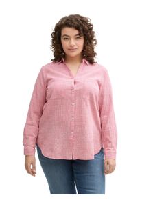 Tom Tailor PLUS Damen Shirtbluse, rot, casual, Gr. 52, kariert, Web, Obermaterial: 100% Baumwolle, Blusen, mit aufgesetzten Brusttaschen