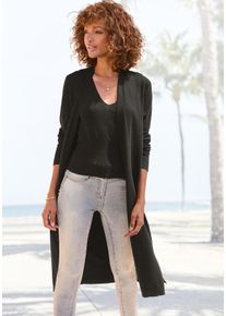 Lascana Damen Cardigan, schwarz, modisch, Gr. 40, unifarben, Feinstrick, Single Jersey, Obermaterial: 70% Viskose, 30% Polyamid, Strickjacken, mit