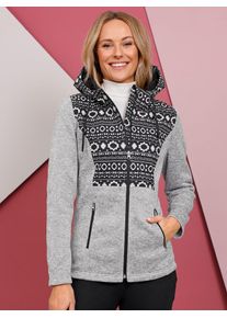 Classic Basics Damen Langjacke, grau, Gr. 38, gemustert, bedruckt, 100% Polyester, Einsatz:94% Polyester, 6% Elasthan, Jacken