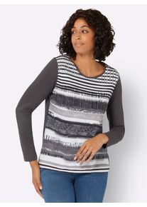 Casual Looks Damen Langarmshirt "Shirt", grau, Gr. 36, gemustert, mehrfarbig, bedruckt, gestreift, 50% Baumwolle, 50% Modal, Shirts