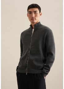 Seidensticker Herren Strickjacke "Schwarze Rose", grau, Gr. M, unifarben, 100% Baumwolle, Strickjacken, Langarm Stehkragen Uni