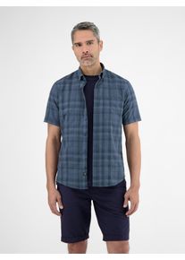 Lerros Herren Karohemd "Lerros Halbarmhemd in sommerlich-lässiger Seersuckerqualität", blau, Gr. M, 100% Baumwolle, Hemden