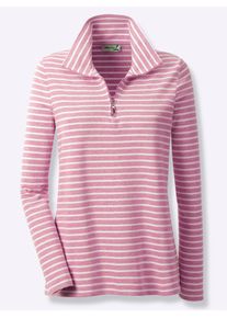 Casual Looks Damen Langarmshirt "Shirt", rosa, Gr. 36, gemustert, mehrfarbig, gestreift, 50% Baumwolle, 50% Polyester, Shirts