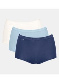 Sloggi Damen Slip "Basic+ Maxi C3P", Gr. 52, blau, Single Jersey, Obermaterial: 95% Baumwolle, 5% Elasthan, Unterhosen, perfekter Sitz