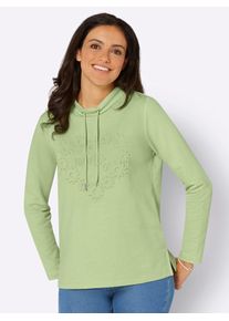 Inspirationen Damen Langarmshirt "Sweatshirt", grün, Gr. 40, unifarben, 50% Baumwolle, 50% Polyester, Shirts