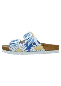 DOGO Damen Pantolette "Stella Daisy Stripes Damen Sandalen/ Sandaletten / Female", Gr. 37, blau, Lederimitat, Schuhe, Vegan