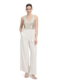 Vera Mont Damen Overall "Vera Mont Jumpsuit mit Pailletten", beige, elegant, Gr. 48, Obermaterial: 97% Polyester, 3% Elasthan. Futter: 100%