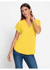 Heine Damen Blusenshirt "Shirtbluse", gelb, Gr. 44, unifarben, 95% Viskose, 5% Elasthan, Shirts