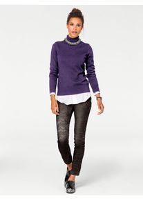 Heine Damen Rollkragenpullover "Rollkragen-Pullover", lila, Gr. 44, unifarben, 100% Baumwolle, Pullover