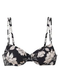 s.Oliver Damen Bügel-Bikini-Top "Lady", beige, Gr. 38, geblümt, Microfaser, Recycling-Polyamid, Bikini-Oberteile, mit floralem Design
