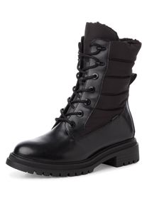 Tamaris Damen Winterboots, Gr. 39, schwarz, Leder, Textil, unifarben, modisch, Schuhe, Blockabstz, Winterstiefelette, Outdoorschuh im Materialmix