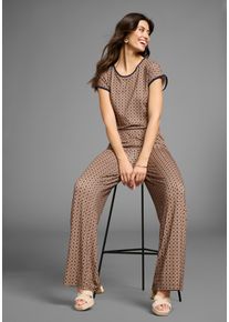 Laura Scott Damen Jumpsuit, blau, casual, Gr. 34, gemustert, Single Jersey, Obermaterial: 95% Viskose, 5% Elasthan, Overalls, mit Grafik-Muster -