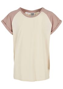 Urban Classics Mädchen T-Shirt "Urban Classics Damen Girls Contrast Raglan Tee", rosa, casual, Gr. 134, mehrfarbig, 100% Baumwolle, Shirts