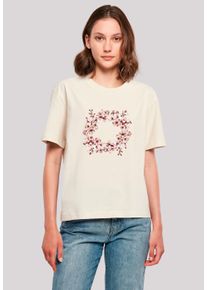 F4NT4STIC Damen T-Shirt "Rosa Frühlings Blumenkranz Dekor", weiß, casual, Gr. XXL, Obermaterial: 100% Baumwolle, Shirts, Premium Qualität