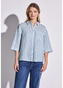 Street One Damen Kurzarmbluseserenity blau, casual, Gr. 40, gestreift, Web, 100% Leinen, Blusen, aus Leinen