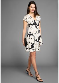 HECHTER PARIS Damen Minikleid, beige, feminin, Gr. 40, geblümt, Obermaterial: 95% Viskose, 5% Elasthan, Kleider, in Wickeloptik