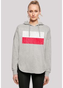 F4NT4STIC Damen Kapuzenpullover "Poland Polen Flagge distressed", grau, casual, Gr. XS, Obermaterial: 100% Baumwolle, Pullover, Print