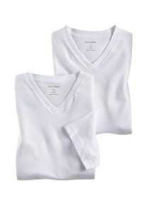 OLYMP Herren T-Shirt "Casual", weiß, Basic, Gr. XL, Obermaterial: 100% Baumwolle, Shirts, mit Ton-in-Ton Logostickerei am Ärmel
