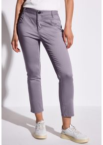Street One Damen 7/8-Hose, lila, casual, Gr. 40, unifarben mit Farbeinsatz, Web, 97% Baumwolle, 3% Elasthan, Hosen, 4-Pocket Style