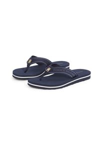 Tommy Hilfiger Damen Zehentrenner "HILFIGER WEBBING BEACH SANDAL", Gr. 38, blau, Textil, casual, Schuhe, Sommerschuh, Flats, Bequemschuh, Dianette