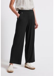 Street One Damen Stoffhose "Style Emee", schwarz, casual, Gr. 44, unifarben, Web, Obermaterial: 95% Viskose, 5% Elasthan, Hosen, mit elastischem Bund