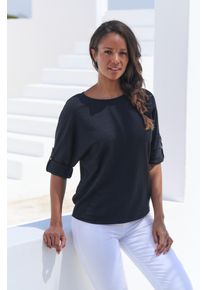 Vivance Damen 2-in-1-Shirt "zum Krempeln", schwarz, modisch, Gr. 32, unifarben, Cru00eape, Obermaterial: 98% Polyester, 2% Elasthan, Shirts, aus
