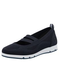 Rieker Damen Riemchenballerina, Gr. 37, blau, Textil, Lederimitat, unifarben, casual, Schuhe, Schlupfschuh, Halbschuh, Slip-on Sneaker mit Gummizug