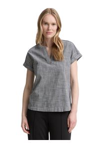 Tom Tailor Damen Kurzarmbluse, blau, casual, Gr. 34, unifarben, gemustert, Web, Obermaterial: 100% Baumwolle, Blusen, im Tunika-Style