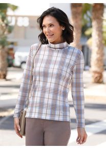Casual Looks Damen Rollkragenshirt "Shirt", beige, Gr. 40, gemustert, kariert, mehrfarbig, 95% Polyester, 5% Elasthan, Shirts