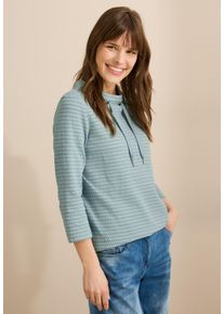 Cecil Damen 3/4-Arm-Shirtcool salvia grün, casual, Gr. M, unifarben, Web, 84% Baumwolle, 15% Polyester, 1% Elasthan, Shirts, mit Tunnelzugband am