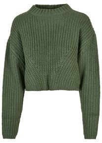 Urban Classics Damen Rundhalspullover "Urban Classics Damen Ladies Wide Oversize Sweater", grün, casual, Gr. XS, unifarben, 100% Polyacryl, Pullover