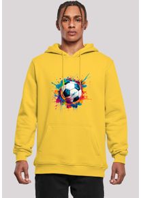 F4NT4STIC Herren Kapuzenpullover "Bunte Fußball Grafik", gelb, casual, Gr. XXL, Obermaterial: 65% Baumwolle, 35% Polyester, Pullover, Premium Qualität
