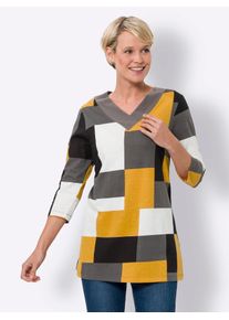 Classic Basics Damen Longshirt "Longshirt", gelb, Gr. 48, gemustert, mehrfarbig, bedruckt, 100% Baumwolle, Shirts