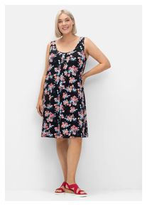 sheego Damen Strandkleid "Große Größen", bunt, feminin, Gr. 48, unifarben, Obermaterial: 95% Viskose, 5% Elasthan, Kleider, mit Kellerfalte vorn