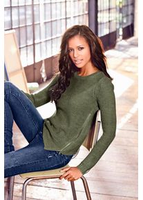 Heine Damen Rundhalspullover "Rundhals-Pullover", grün, Gr. 38, unifarben, 100% Polyacryl, Pullover