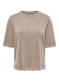 Only Damen Kurzarmshirt "ONLHANNAH S/S O-NECK TOP JRS", grau, modisch, Gr. L, unifarben, Jersey, Obermaterial: 67% Viskose, 33% Polyester, Shirts