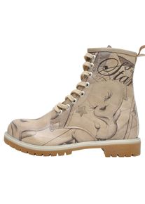 DOGO Damen Schnürboots "Boots Tweety Sketch Damen Boots / Female", Gr. 40, beige, Lederimitat, Schuhe, Vegan